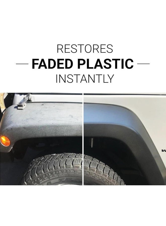 Plastic Restorer Spray 250ml for Car Interior Exterior, Restores Faded Plastic Rubber Vinyl Trim, Instant Black Shine, UV Protection, Dashboard Door Panel Bumper Console Wheel Arch Care, Anti Aging Plastic Polish Spray for Auto Bike SUV Use - Image 3